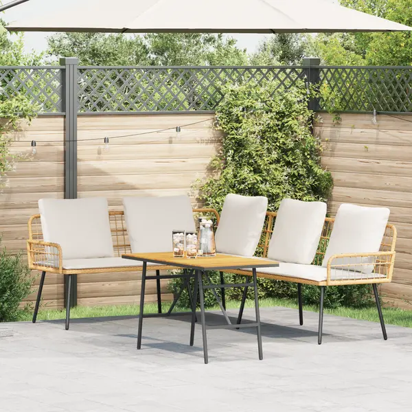 Gossi set canapea de gradina, 2 piese, cu perne natural, poliratan