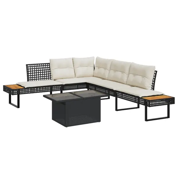 Gossi set canapea de gradina 2 piese cu perne negru sticla/poliratan