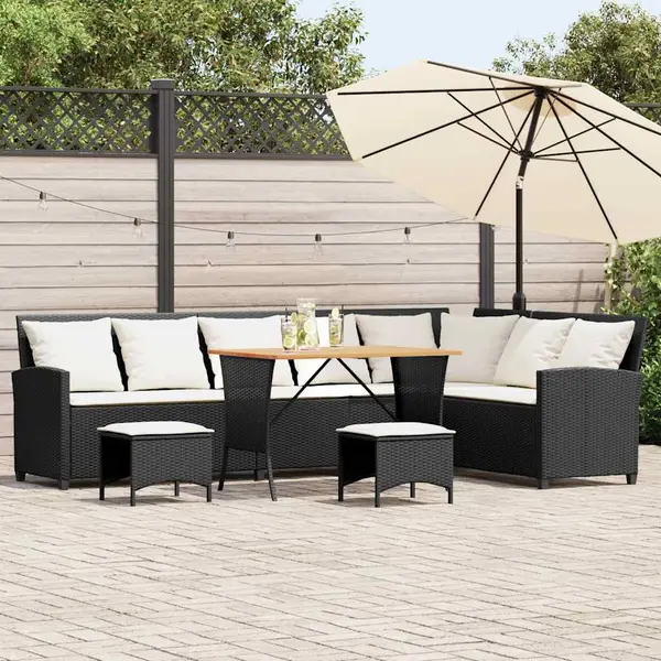 Gossi set canapea de gradina 4 piese cu perne, in forma de l negru