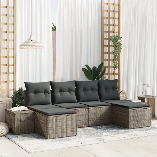 Gossi set canapea de gradina 6 piese cu perne gri din poliratan