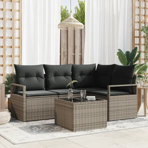 Gossi set canapea de gradina cu 4 piese si perne ratan poly gri