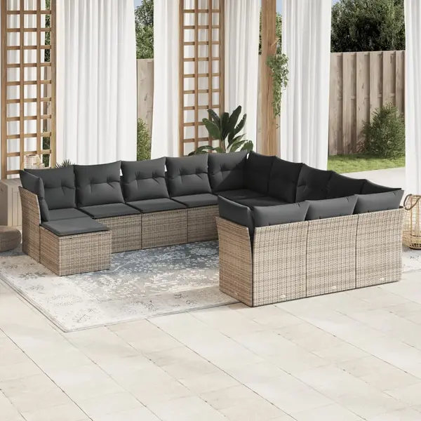Gossi set canapea de gradina cu perne, 12 piese, gri, poliratan