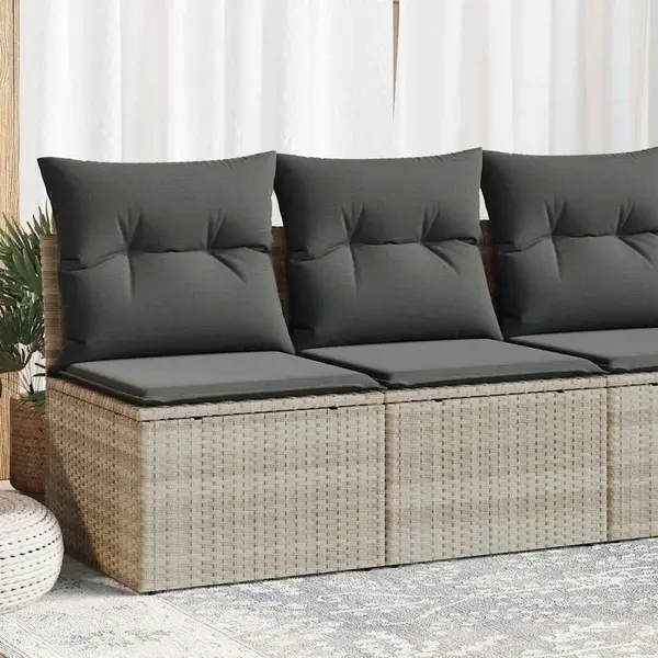 Gossi set canapea de gradina cu perne, 2 piese, gri deschis poliratan