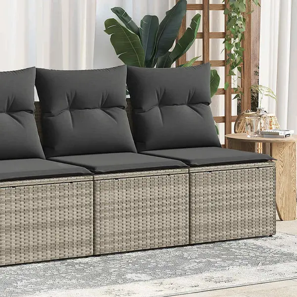 Gossi set canapea de gradina cu perne, 4 piese, gri deschis poliratan