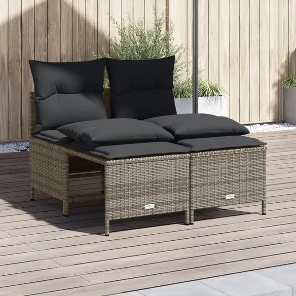 Gossi set canapea de gradina cu perne, 4 piese, gri, poliratan