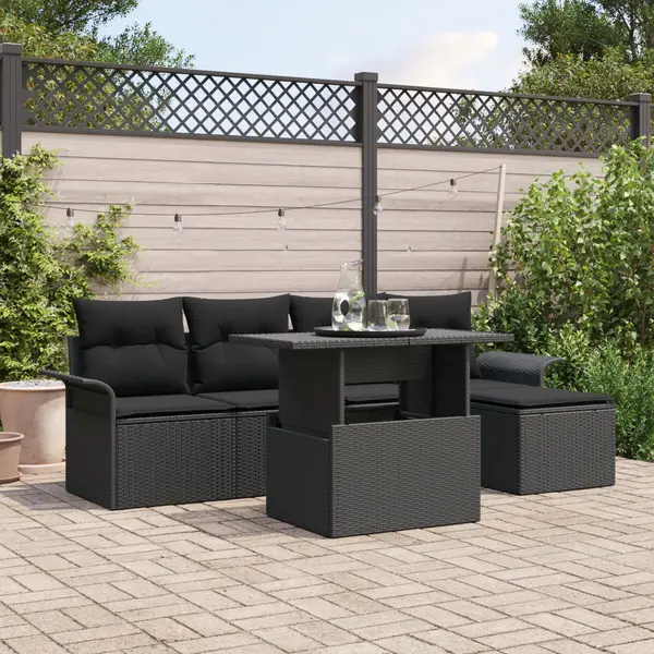 Gossi set canapea de gradina de 6 piese cu perne negru poliratan