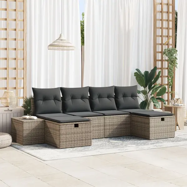 Gossi set canapea de gradina vipa xl cu perne gri din ratan poli
