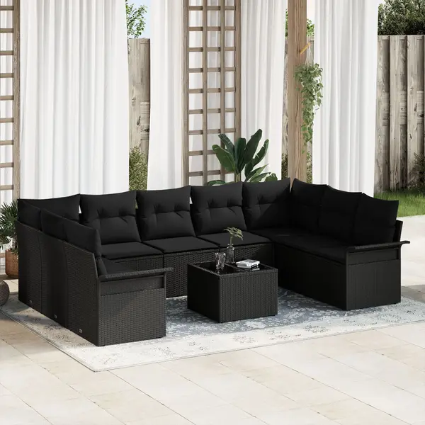 Gossi set canapea gradina 10 piese cu perne bej ratan poli