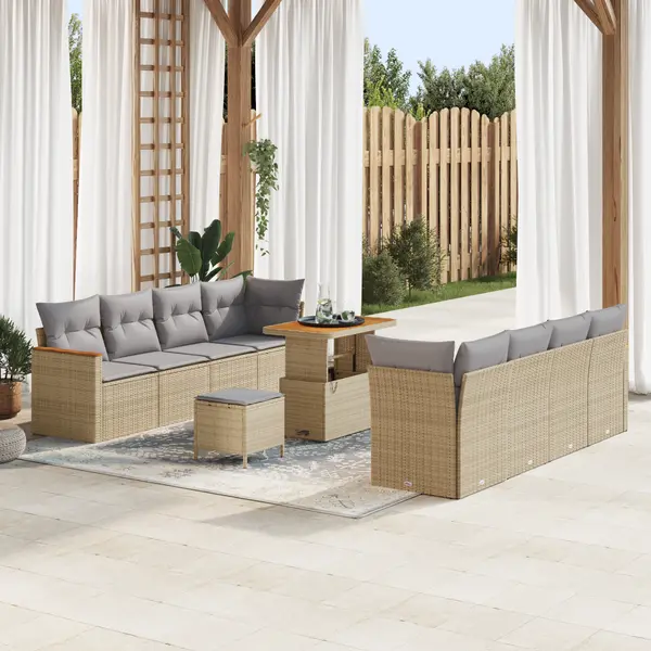 Gossi set canapea gradina 11 piese perne bej poliratan acacia
