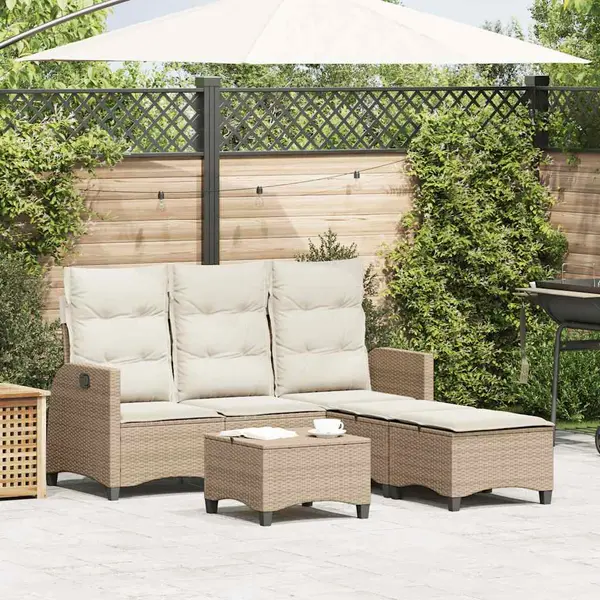 Gossi set canapea gradina 3 piese cu perne forma l polirattan bej