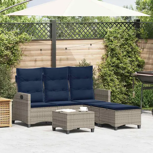 Gossi set canapea gradina 3 piese cu perne forma l polirattan gri