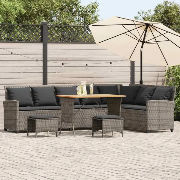 Gossi set canapea gradina 4 piese cu perne forma l polirattan gri