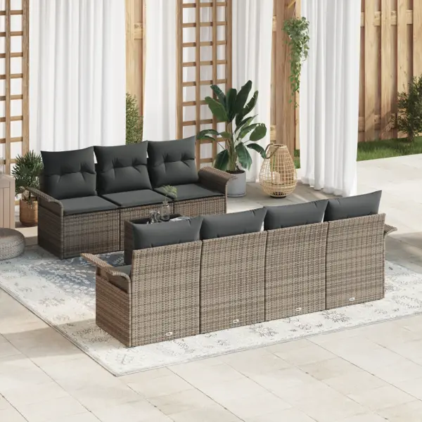 Gossi set canapea gradina 4 piese gri ratan mare modular