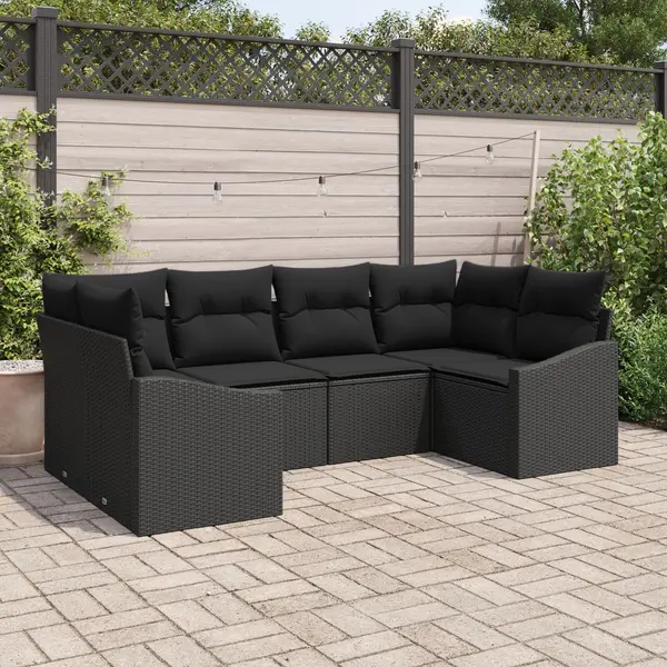Gossi set canapea gradina 6 piese cu perne negru poliratan