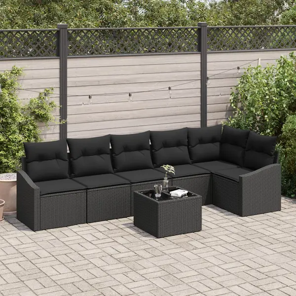 Gossi set canapea gradina 7 piese cu perne bej rattan poliester