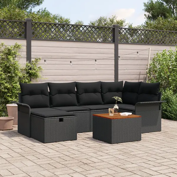 Gossi set canapea gradina 7 piese perne ratan polimeric negru