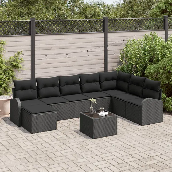 Gossi set canapea gradina 9 piese cu perne bej din ratan sintetic