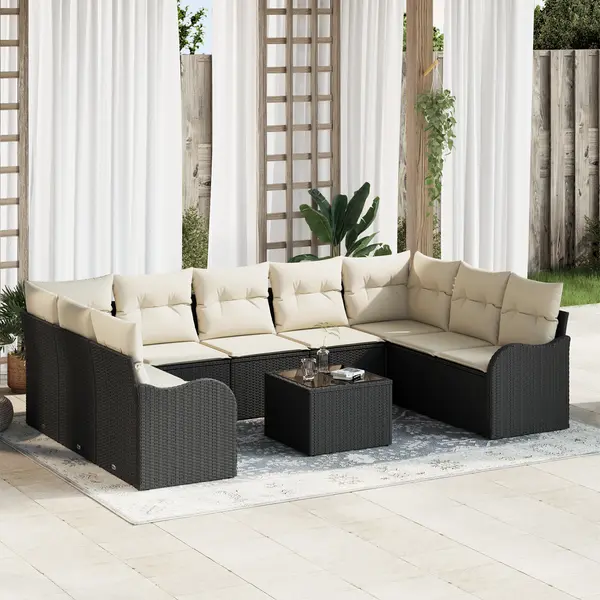 Gossi set canapea gradina 9 piese cu perne poliratan maro