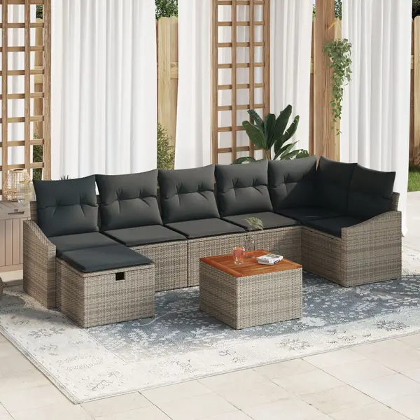 Gossi set canapea gradina cu perne gri din ratan
