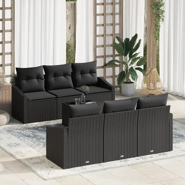 Gossi set canapea gradina cu perne negru poliratan