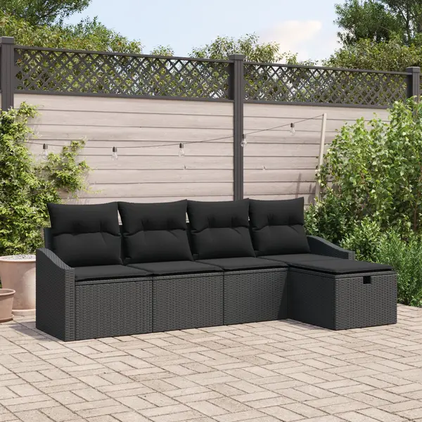 Gossi set canapea gradina cu perne negru poliratan