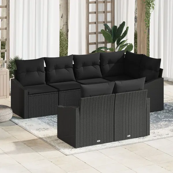 Gossi set canapea gradina cu perne negru ratan