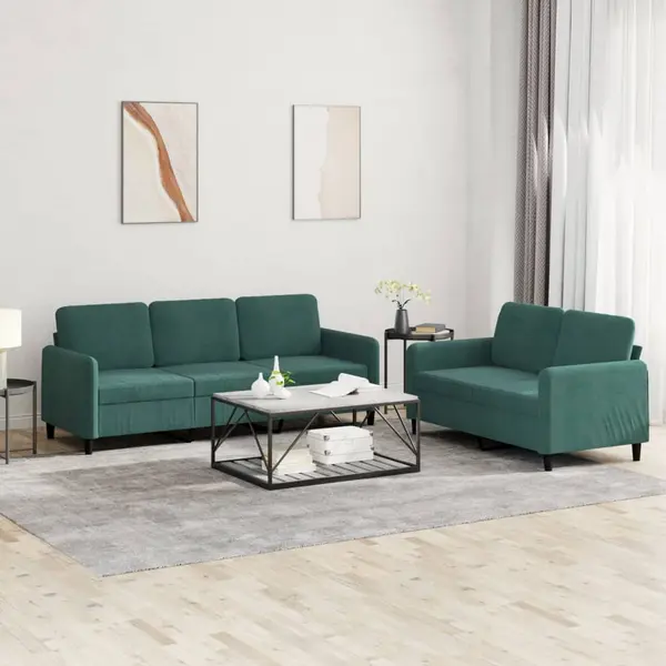 Gossi set canapele, 2 piese, verde inchis, catifea