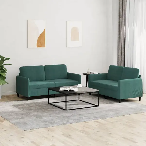Gossi set canapele, 2 piese, verde inchis, catifea
