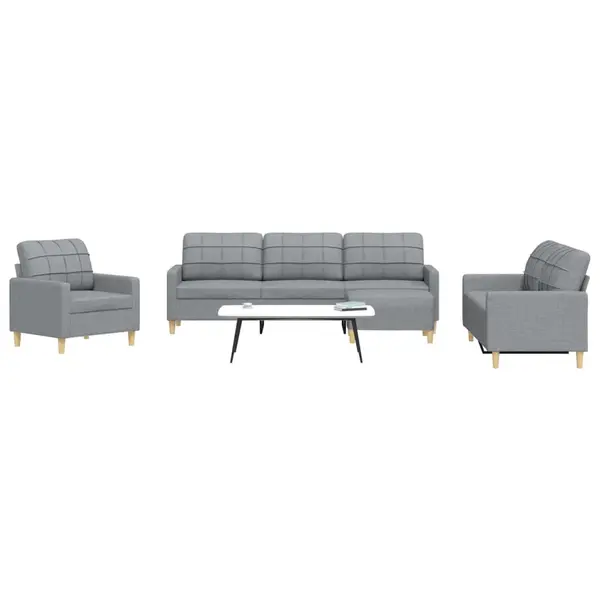 Gossi set canapele cu taburet, 4 piese, gri deschis, textil