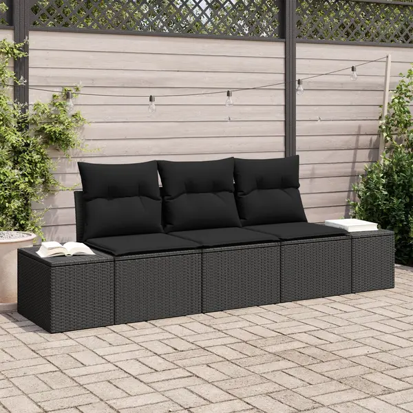 Gossi set canapele de gradina 3 piese cu perne negru ratan poli