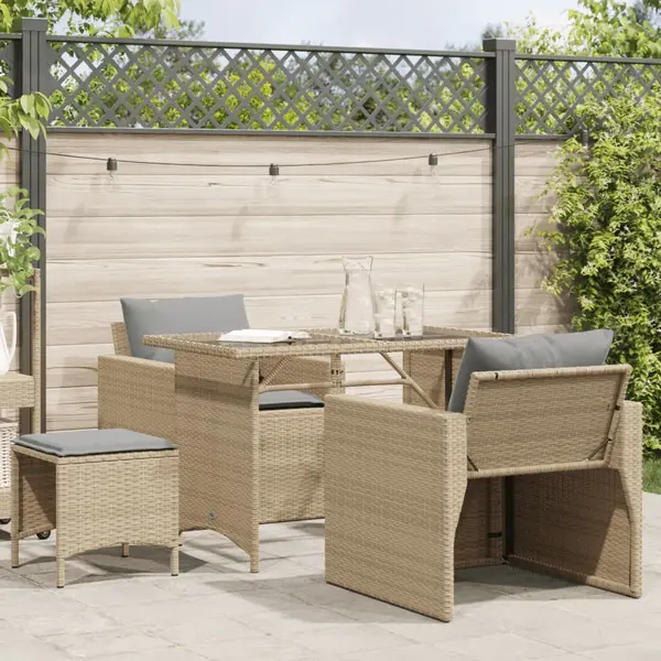 Gossi set canapele de gradina, 4 piese, cu perne, bej, poliratan