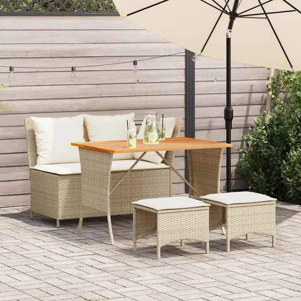 Gossi set canapele de gradina, 4 piese, cu perne, bej, poliratan