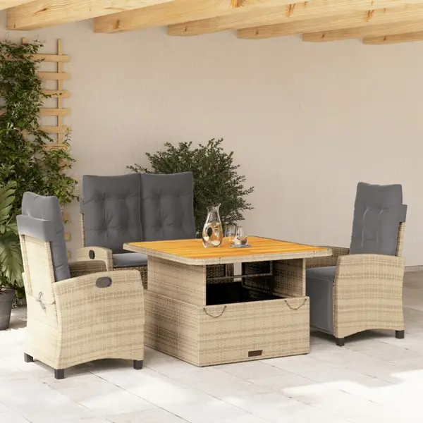 Gossi set canapele de gradina, 4 piese, cu perne, bej, poliratan