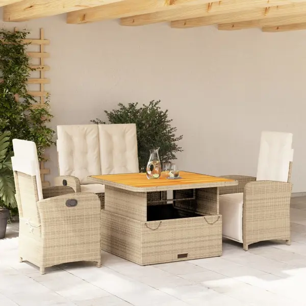 Gossi set canapele de gradina, 4 piese, cu perne, bej, poliratan
