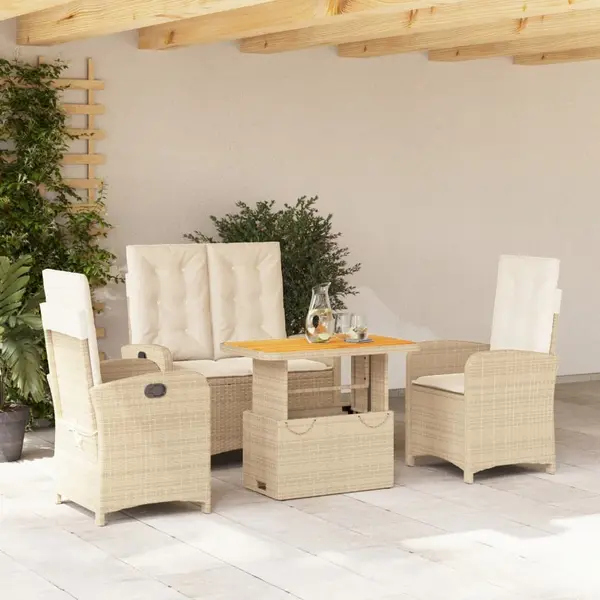 Gossi set canapele de gradina, 4 piese, cu perne, bej, poliratan