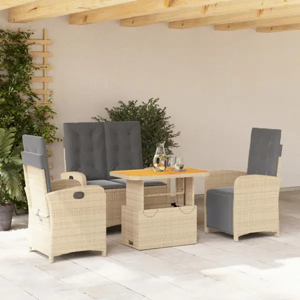 Gossi set canapele de gradina, 4 piese, cu perne, bej, poliratan