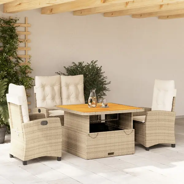 Gossi set canapele de gradina, 4 piese, cu perne, bej, poliratan