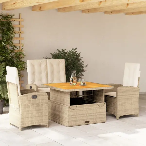 Gossi set canapele de gradina, 4 piese, cu perne, bej, poliratan