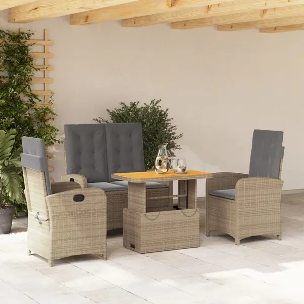 Gossi set canapele de gradina, 4 piese, cu perne, bej, poliratan