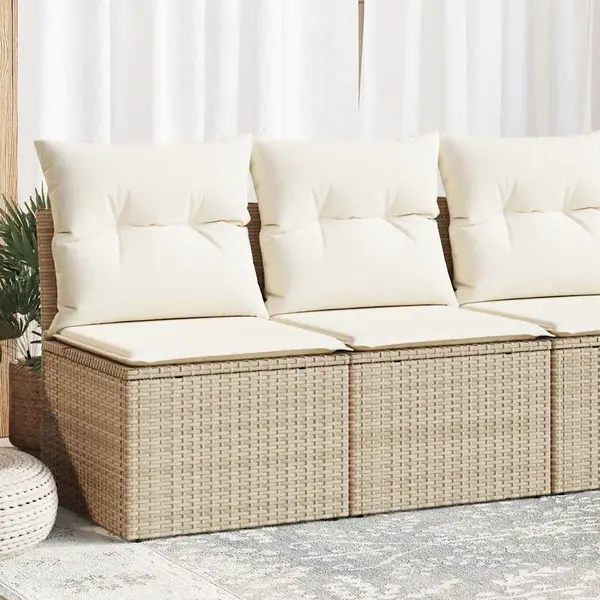 Gossi set canapele de gradina, 4 piese, cu perne, bej, poliratan