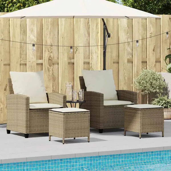 Gossi set canapele de gradina, 4 piese, cu perne, bej, poliratan