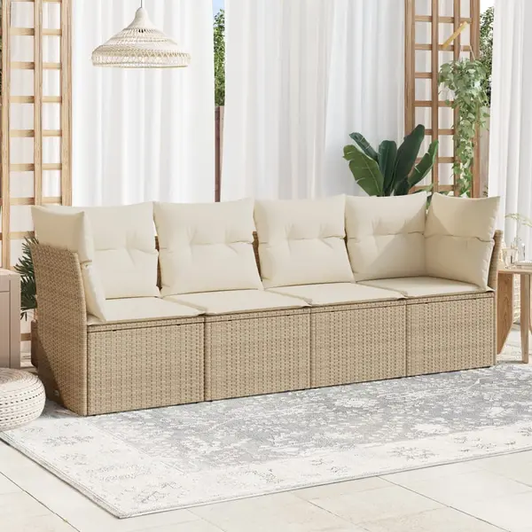 Gossi set canapele de gradina, 4 piese, cu perne, bej, poliratan