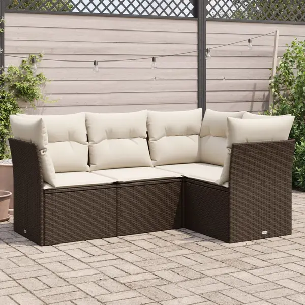 Gossi set canapele de gradina, 4 piese, cu perne, maro poliratan maro