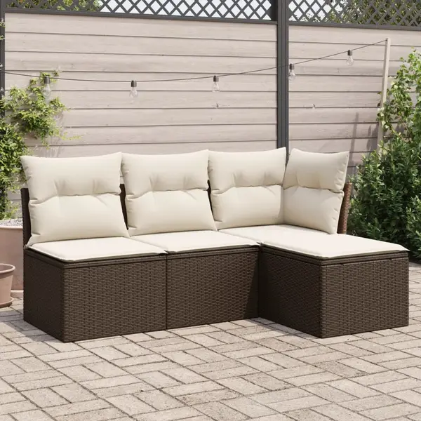 Gossi set canapele de gradina, 4 piese, cu perne, maro poliratan maro