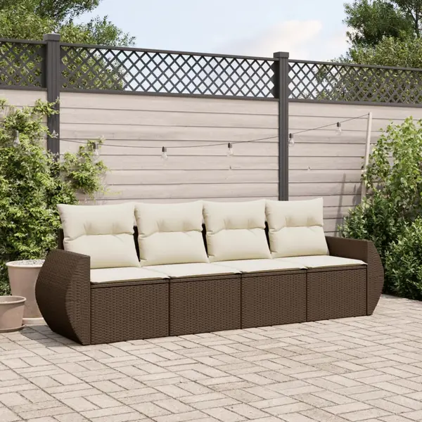 Gossi set canapele de gradina, 4 piese, cu perne, maro poliratan maro