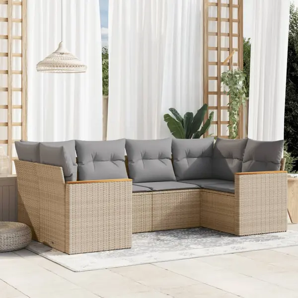 Gossi set canapele de gradina, 6 piese, cu perne, bej, poliratan