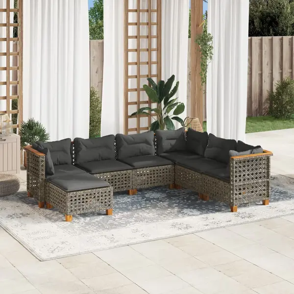 Gossi set canapele de gradina, 7 piese, cu perne, gri, poliratan
