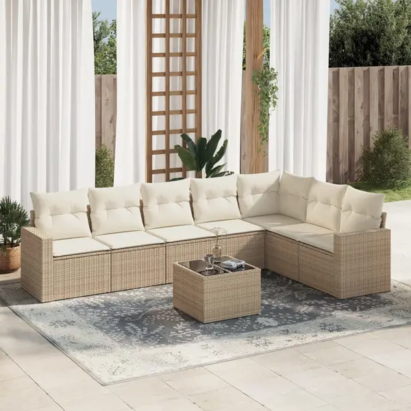 Gossi set canapele de gradina, 8 piese, cu perne, bej, poliratan