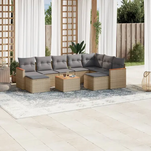 Gossi set canapele de gradina cu perne, 10 piese, bej, poliratan
