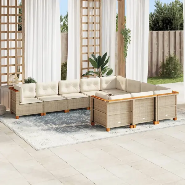 Gossi set canapele de gradina cu perne, 10 piese, bej, poliratan